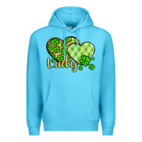 Ocean Blue St. Patrick's Lucky hearts Premium Hoodie - OliviaCreatesArt