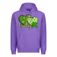 Purple St. Patrick's Lucky hearts Premium Hoodie - OliviaCreatesArt