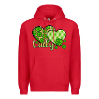 Red St. Patrick's Lucky hearts Premium Hoodie - OliviaCreatesArt