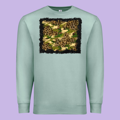 Camouflage And Leopard Background Premium Sweatshirt Designed By Bundleandbundleshop