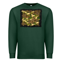 Sports Green camouflage and leopard background Premium Sweatshirt - BundleAndBundleShop