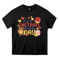 Black it's a softball kinda day Heavy Core Tee - MaliasSmallBusiness
