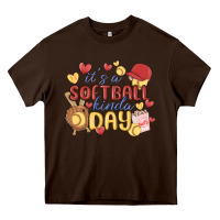 Chocolate Brown it's a softball kinda day Heavy Core Tee - MaliasSmallBusiness