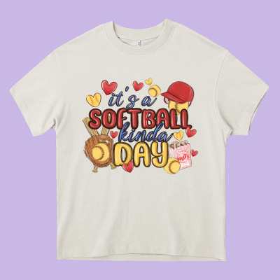 It's A Softball Kinda Day Heavy Core Tee Designed By Maliassmallbusiness