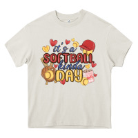 Cream it's a softball kinda day Heavy Core Tee - MaliasSmallBusiness