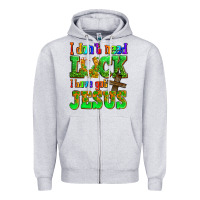 Heather Grey St. Patrick's I dont need luck i have got Jesus Zipper Hoodie - OliviaCreatesArt