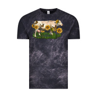 Cloud Black charolais cow with sunflower Vintage Tee - LillyAllenDesigns