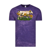 Cloud Purple charolais cow with sunflower Vintage Tee - LillyAllenDesigns