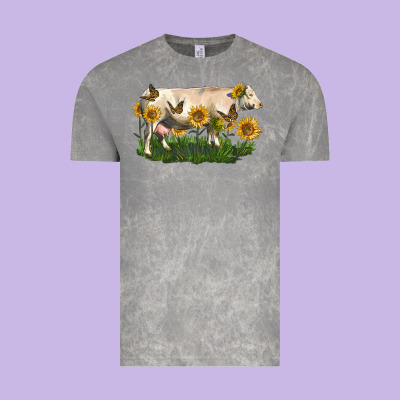 Charolais Cow With Sunflower Vintage Tee Designed By Lillyallendesigns