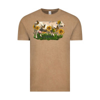 Vintage Coffee charolais cow with sunflower Vintage Tee - LillyAllenDesigns