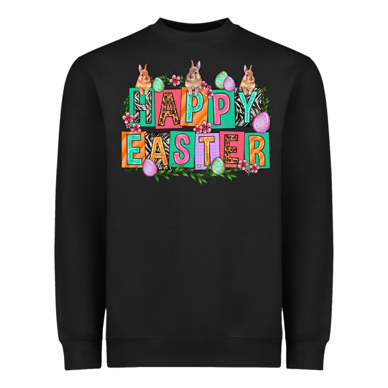 Happy Easter With Plate Letters Easter Day Heavyweight Sweatshirt by HowdyJamesFarm | Teevron