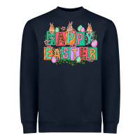Navy Happy Easter with plate letters Easter Day Heavyweight Sweatshirt - HowdyJamesFarm