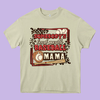 Somebody's Loud Mouth Baseball Mama Heavy Core Tee Designed By Maliassmallbusiness
