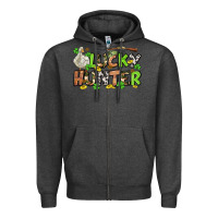 Charcoal Heather Lucky hunter St. Patrick's Day Zipper Hoodie - OliviaCreatesArt