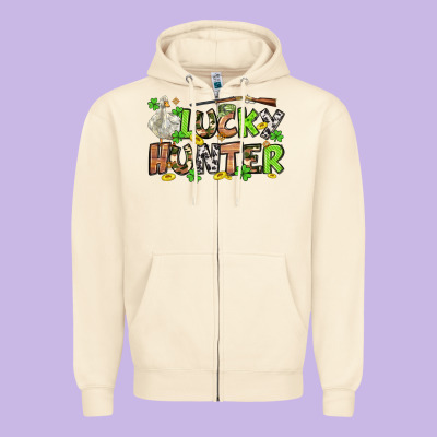 Lucky Hunter St. Patrick's Day Zipper Hoodie Designed By Oliviacreatesart