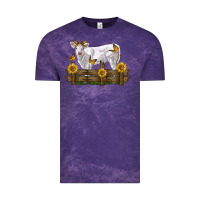 Cloud Purple charolais calf with sunflowers Vintage Tee - LillyAllenDesigns