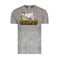 Cloud Rock charolais calf with sunflowers Vintage Tee - LillyAllenDesigns