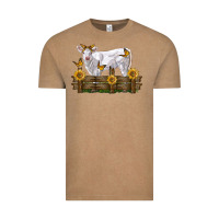 Vintage Coffee charolais calf with sunflowers Vintage Tee - LillyAllenDesigns