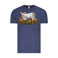 Vintage Denim charolais calf with sunflowers Vintage Tee - LillyAllenDesigns