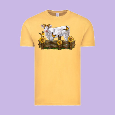 Charolais Calf With Sunflowers Vintage Tee Designed By Lillyallendesigns