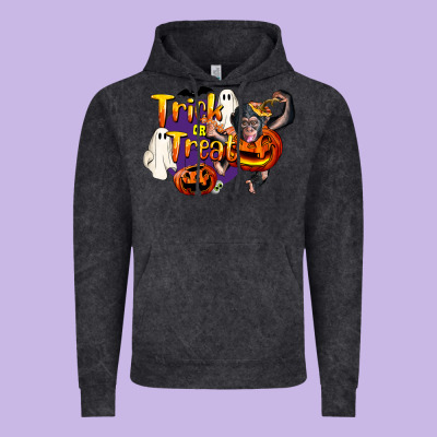 Trick Or Treat Chimpanzee Vintage Hoodie Designed By Lillyallendesigns