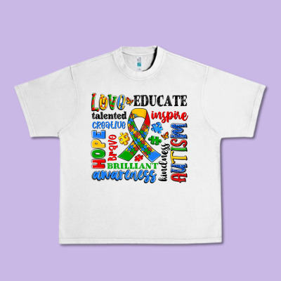 Autism Awareness Typography Urban Heavy Tee Designed By Artiststas