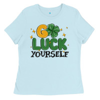 Baby Blue go luck yourself Ladies Tee - MaliasSmallBusiness