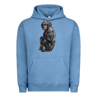 Pigment Pebble Blue Chimpanzee Illustrations Urban Hoodie - LillyAllenDesigns