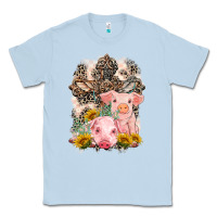 Dusty Blue Western Pigs with Crosses Classic Tee - LillyAllenDesigns