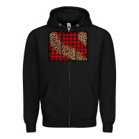 Black leopard buffalo plaid background Zipper Hoodie - CowCowDesign