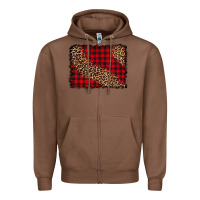 Chestnut leopard buffalo plaid background Zipper Hoodie - CowCowDesign
