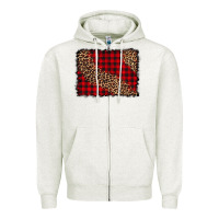 Leopard Buffalo Plaid Background Zipper Hoodie | Teevron