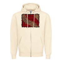 Sandshell leopard buffalo plaid background Zipper Hoodie - CowCowDesign