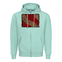 Seafoam leopard buffalo plaid background Zipper Hoodie - CowCowDesign