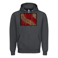 Smoke leopard buffalo plaid background Zipper Hoodie - CowCowDesign