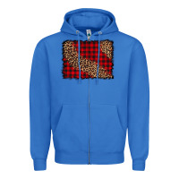 True Royal leopard buffalo plaid background Zipper Hoodie - CowCowDesign
