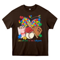 Chocolate Brown take me out to the ballgame  autism baseball Heavy Core Tee - MaliasSmallBusiness