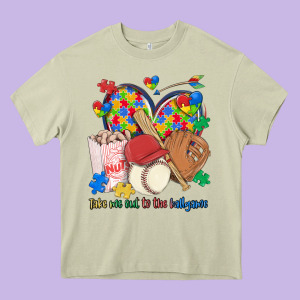 Take Me Out To The Ballgame  Autism Baseball Heavy Core Tee Designed By Maliassmallbusiness