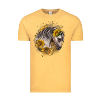 Vintage Mustard arabian horse with sunflowers Vintage Tee - LillyAllenDesigns