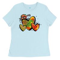Baby Blue juneteenth hearts Ladies Tee - MaliasSmallBusiness