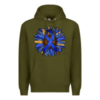 Army Green Colon Cancer Awareness sunflower Premium Hoodie - RanaPortraitStore