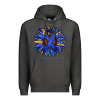 Charcoal Heather Colon Cancer Awareness sunflower Premium Hoodie - RanaPortraitStore