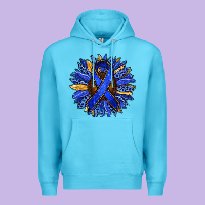 Colon Cancer Awareness Sunflower Premium Hoodie Designed By Ranaportraitstore
