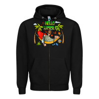 Black Hello Summer Zipper Hoodie - CowCowDesign