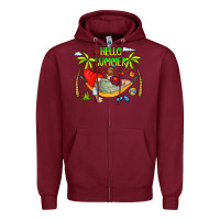 Burgundy Hello Summer Zipper Hoodie - CowCowDesign