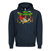 Navy Hello Summer Zipper Hoodie - CowCowDesign
