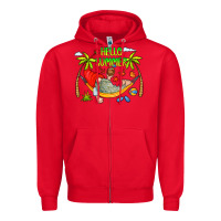 Red Hello Summer Zipper Hoodie - CowCowDesign