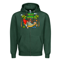 Sports Green Hello Summer Zipper Hoodie - CowCowDesign
