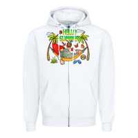 White Hello Summer Zipper Hoodie - CowCowDesign