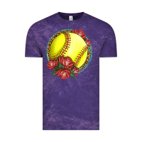 Cloud Purple Western Softball With Roses Vintage Tee - LillyAllenDesigns